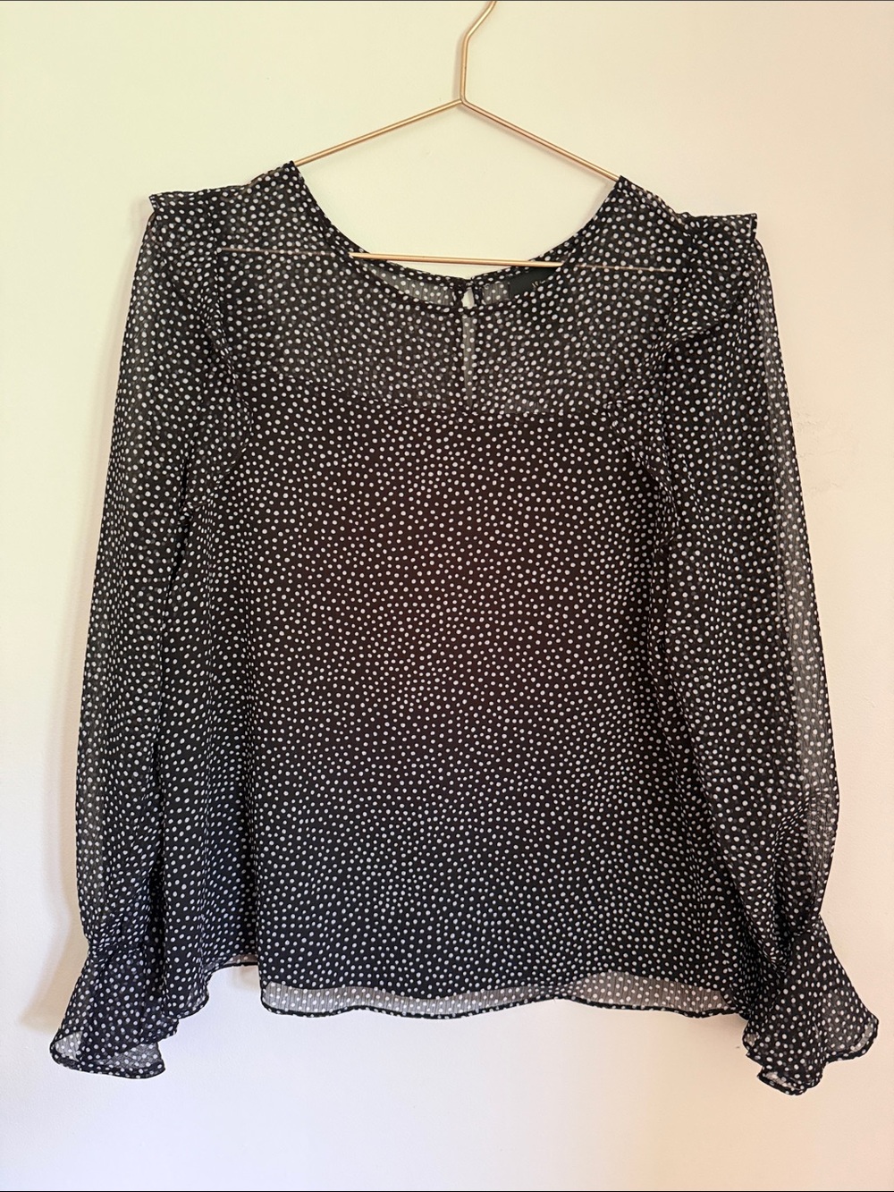 Worthington Black Blouse with White Polka Dots